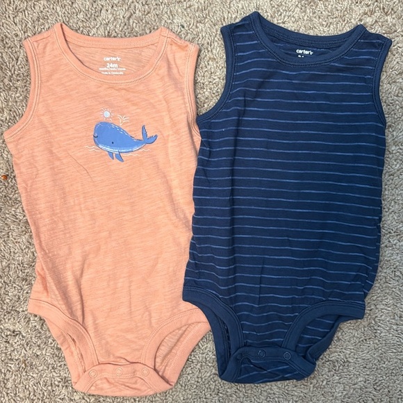 Carters Baby Boy Sleeveless 24M Onesies Set Of 2 - Picture 1 of 1